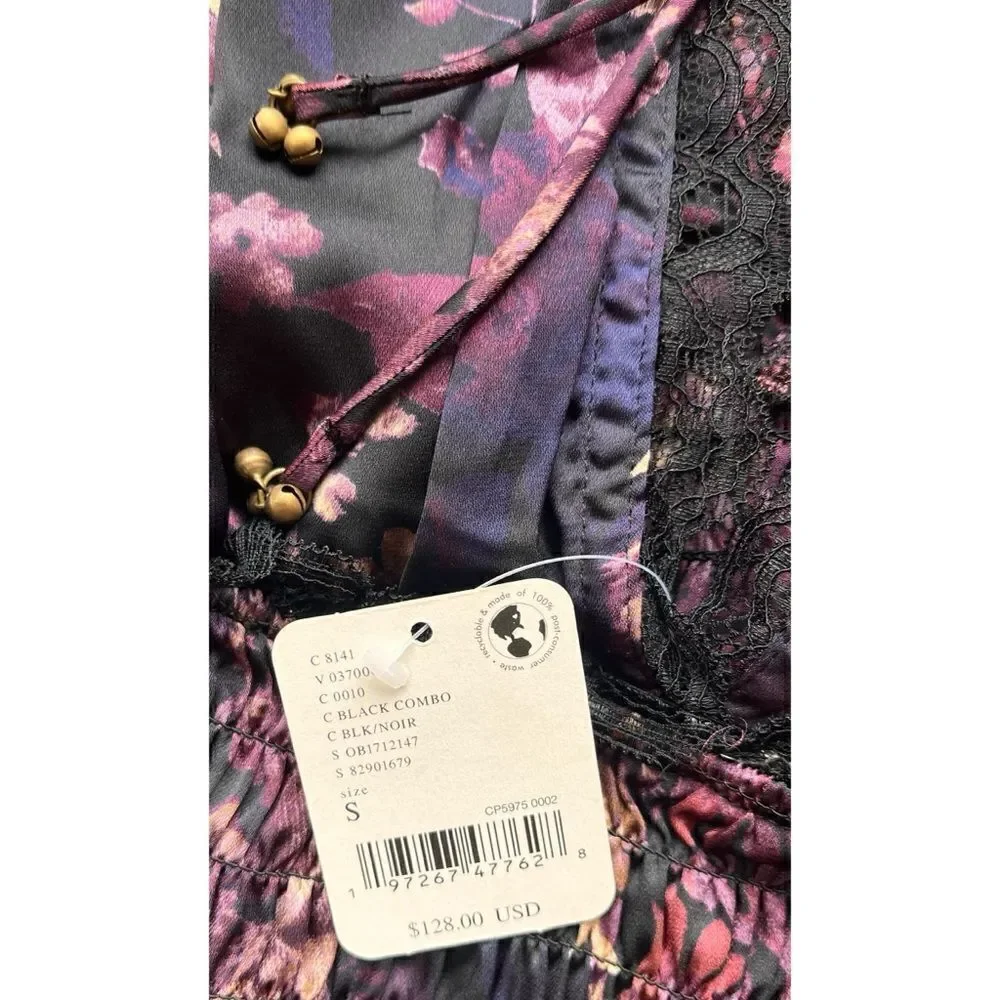 NWT Free People Worth the Wait Bodysuit in Black Combo, Size Small
